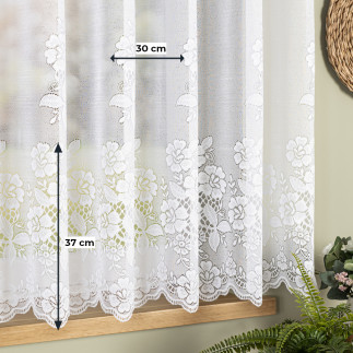 Firanka żakardowa ze wzorem pasowym, wysokość 160cm, kolor 001 biały