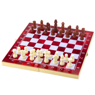 Drewniana gra 3w1: szachy, tryktrak, warcaby - składana plansza 24x24cm EAN: 5905991048176