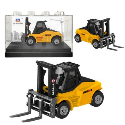 Wózek widłowy metalowy model kolekcjonerski huina żółty 1:80