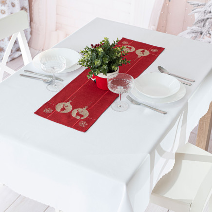 Błyszczący Renifer Bieżnik Haftowany 24x85cm Czerwony EAN: 5906450022249