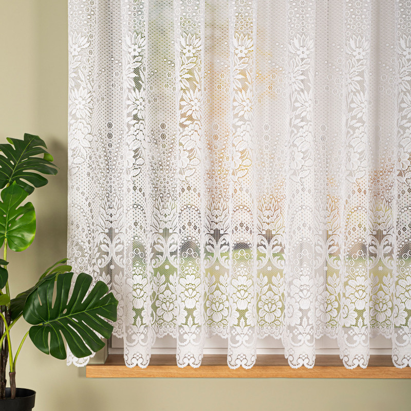 Firanka żakardowa 160cm wzór po całości, kolor biały 001, EAN: 5906450010048