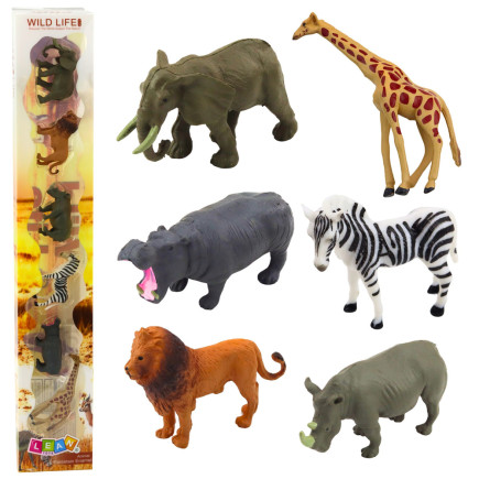 Zestaw mini figurki dzikie zwierzęta żyrafa zebra lew 6-8cm 6szt