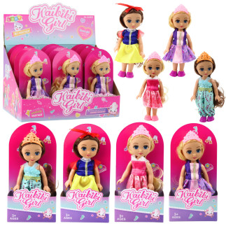 Mini laleczka księżniczka korona zdobiona sukienka 17cm mix