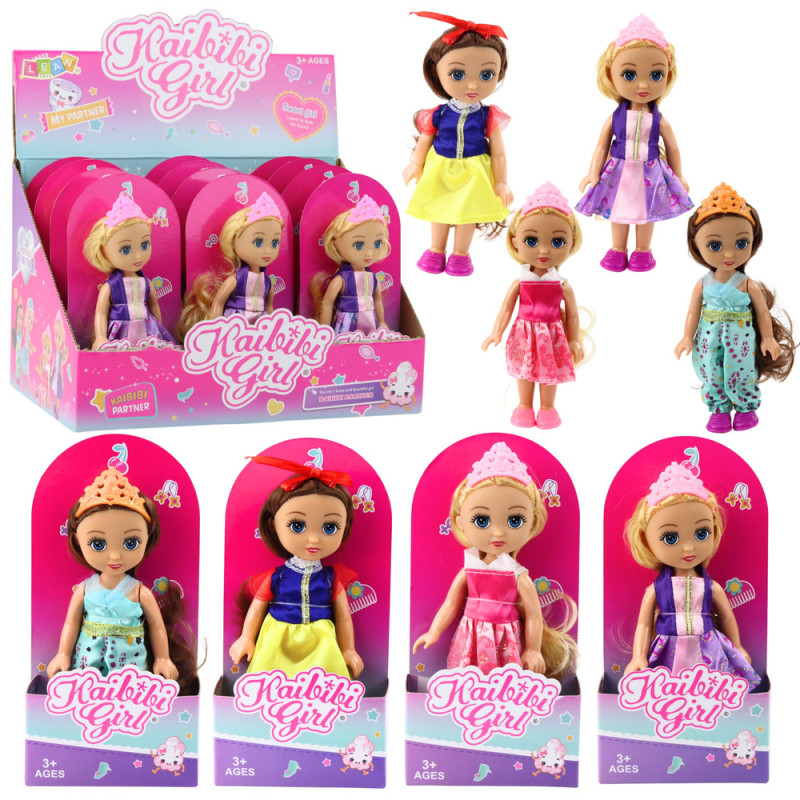 Mini laleczka Księżniczka z Koroną i Sukienką 17cm Mix - EAN: 5905991056485