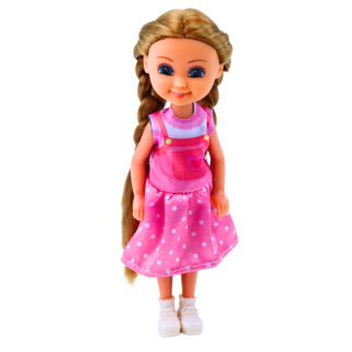 Mini laleczka z długimi włosami w sukience 15cm mix