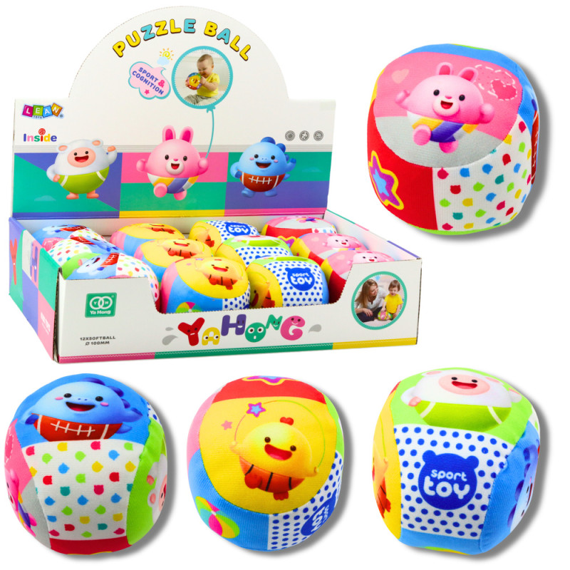 Miękka piłka z grzechotką kolorowa 9cm dla malucha - EAN: 5905991054849