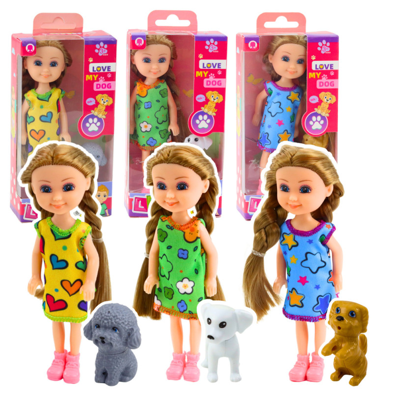Zestaw mini laleczka w sukience z pieskiem - 14,5 cm mix EAN: 5905991056386