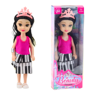 Mini laleczka księżniczka z koroną i kolorową sukienką 14cm mix - EAN: 5905991056478