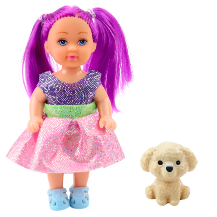 Mini laleczka w sukience z pieskiem, zestaw 12 cm, EAN: 5905991056393
