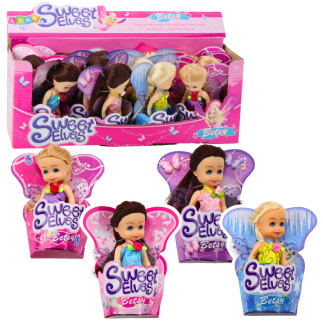 Mini laleczka wróżka elf niebieska fioletowa różowa mix 11,5cm