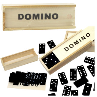 Gra logiczna rodzinna domino 32 płytki drewniane czarne