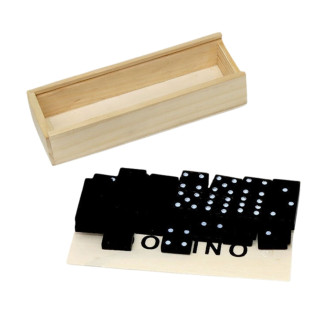Gra logiczna rodzinna Domino 32 drewniane czarne płytki EAN: 5905991048213