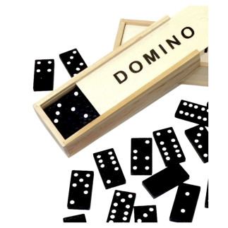Gra logiczna rodzinna domino 32 płytki drewniane czarne