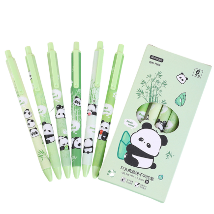 Zestaw długopisów Panda Bambus, zielone, czarny tusz 0,5mm, 6 szt. EAN: 5905991062776