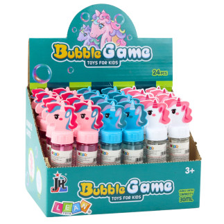 Bańki mydlane jednorożec 3 otwory do baniek mix kolorów 30ml