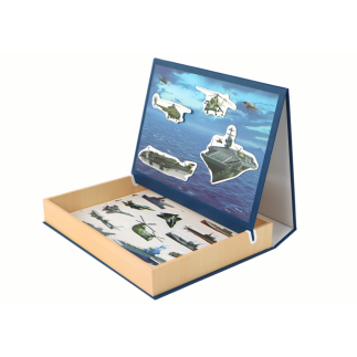 Zestaw edukacyjnych puzzli magnetycznych z motywem statków militarnych