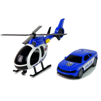 Zestaw policja laweta ciężarówka autko helikopter dźwięk światła