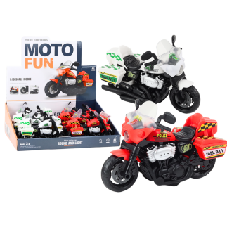 Motocykl policyjny 1:10 światła dźwięki biały czerwony