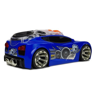 Sportowe auto dj z głośnikami na dachu muzyka światła