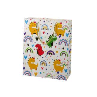 Torba prezentowa Dinozaury Tęcza 32x26x10 cm EAN: 5905884453308 - kolorowa torba na upominki dla dzieci