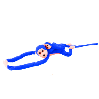 Maskotka pluszowa małpka z dzieckiem niebieska 90 cm