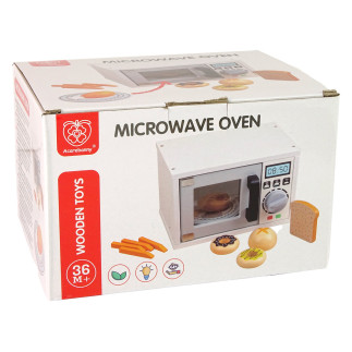 Drewniana kuchenka mikrofalowa mikrofalówka jedzenie biała