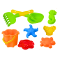 Zestaw do piasku - wiaderko, sitko, foremki 8 el. kolorowy EAN: 5900992008907