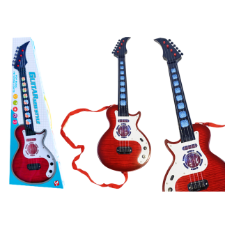 Gitara elektryczna dla dzieci z dźwiękami i światłami, kolor czerwona - EAN: 5905991027096