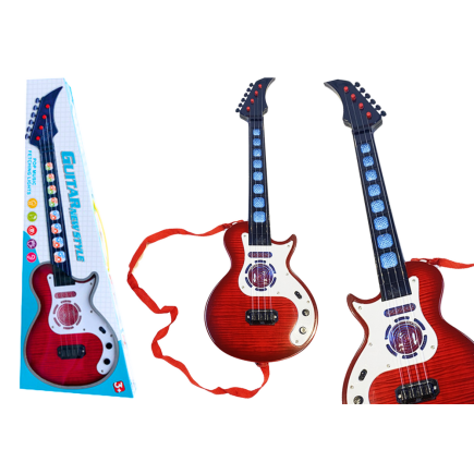 Gitara elektryczna dla dzieci z dźwiękami i światłami, kolor czerwona - EAN: 5905991027096