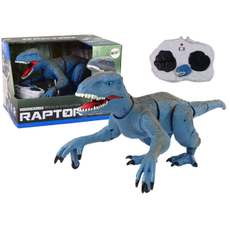 Zdalnie Sterowany Dinozaur Velociraptor Dźwięk Odgłosy Ryczenia Niebieski