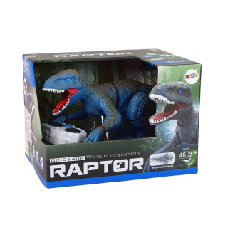 Zdalnie Sterowany Dinozaur Velociraptor Dźwięk Odgłosy Ryczenia Niebieski