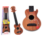 Gitara zabawkowa dla dzieci brązowa drewniana z kostką do gry EAN: 5905991012894
