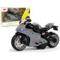 Sportowy motocykl szary z pomarańczowymi pasami 1:12, napęd pull-back, dźwięk i światła - EAN: 5905214970376