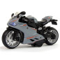 Sportowy motocykl szary z pomarańczowymi pasami 1:12, napęd pull-back, dźwięk i światła - EAN: 5905214970376