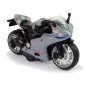 Sportowy motocykl szary z pomarańczowymi pasami 1:12, napęd pull-back, dźwięk i światła - EAN: 5905214970376