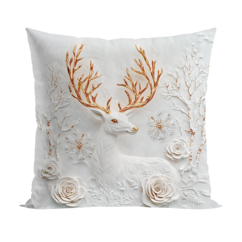 Poszewka dekoracyjna Velvet 3D Jelonek 40x40cm Biała EAN: 5906450023413