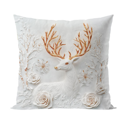 Poszewka dekoracyjna Velvet 3D Jelonek 40x40cm Biała EAN: 5906450023413