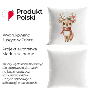 Jelonek, bajkowe święta poszewka dekoracyjna velvet, 40x40cm, kolor 001 biały