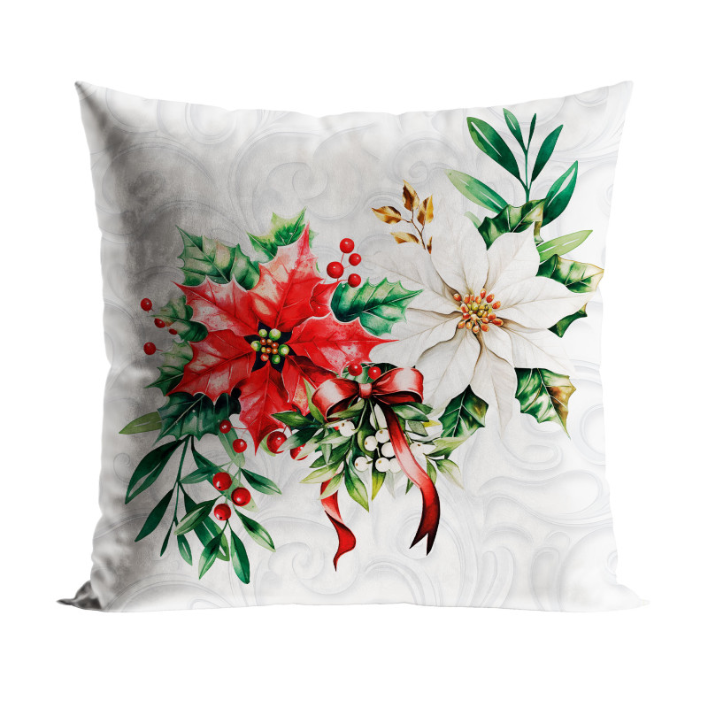 Gwiazda betlejemska poszewka dekoracyjna velvet 40x40cm biały EAN: 5906450023390
