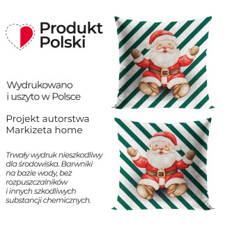 Paski z mikołajem, bajkowe święta poszewka dekoracyjna velvet, 40x40cm, kolor 001 biały