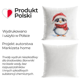 Pingwinek, bajkowe święta poszewka dekoracyjna velvet, 40x40cm, kolor 001 biały