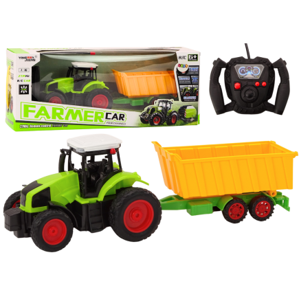 Traktor z przyczepą zdalnie sterowany rc 1:16 pilot zielony