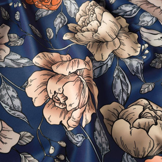 Flower tkanina dekoracyjna blanko, 140cm, kolor 005 granatowy