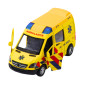 Karetka ambulans metalowy pull back z dźwiękiem i światłem, żółty 1:32, EAN: 5905991069638