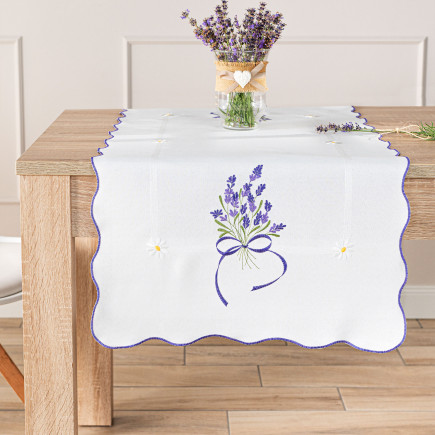 Lawendowa Polana Bieżnik z Haftem 38x140 cm Biały EAN: 5906450022812