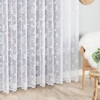 Firanka żakardowa ze wzorem po całości, wysokość 250cm, kolor 001 biały
