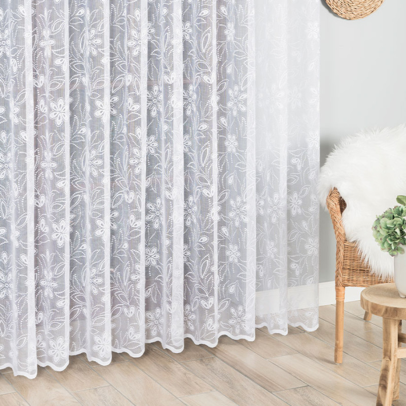 Firanka żakardowa 250cm wzór po całości, kolor biały 001 - EAN: 5907693217645