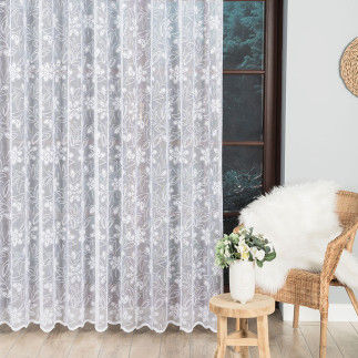 Firanka żakardowa ze wzorem po całości, wysokość 250cm, kolor 001 biały