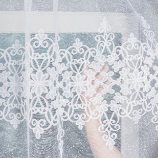 Żaneta firanka żakardowa odpasowana, szerokość 350 x wysokość 175cm, kolor 001 biały