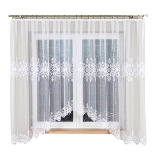 Żaneta firanka żakardowa odpasowana, szerokość 350 x wysokość 175cm, kolor 001 biały